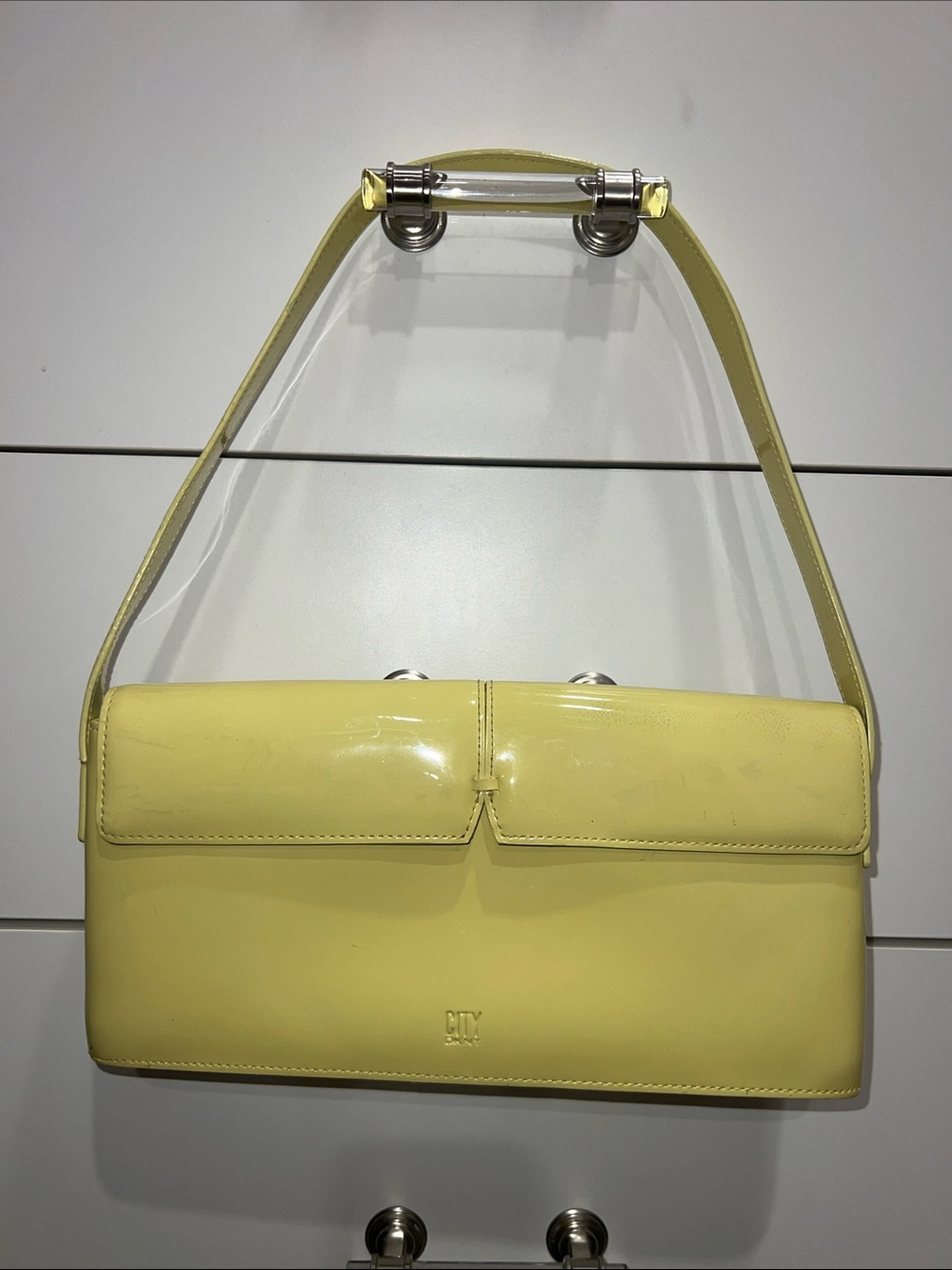 DKNY City Vintage Yellow Patent Leather Shoulder Bag - Picture 4 of 13